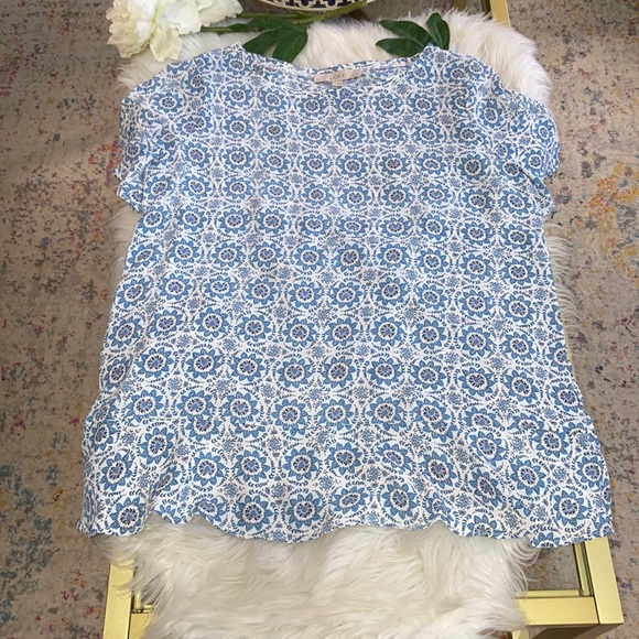 LOFT Short Sleeve Tulip Back Top Size Medium Petites - Picture 3 of 14